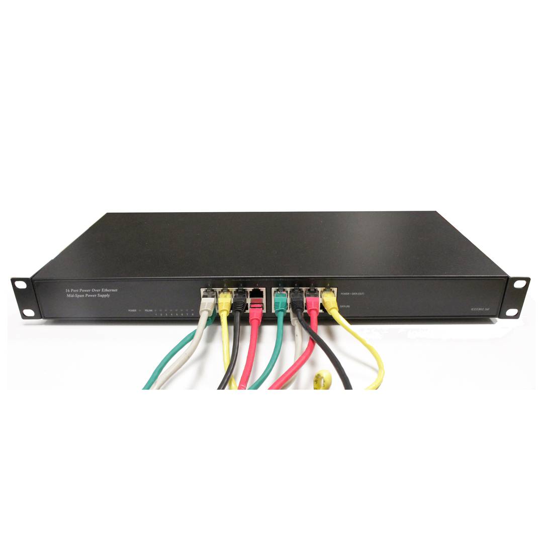 Hub PoE Injector Hub IEEE802.3af 10/100 Mbps 8-portowy stojak 19