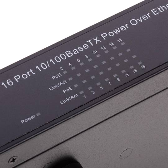 PoE Inyector Hub IEEE802.3af 10/100 Mbps 16-Port Rack 19