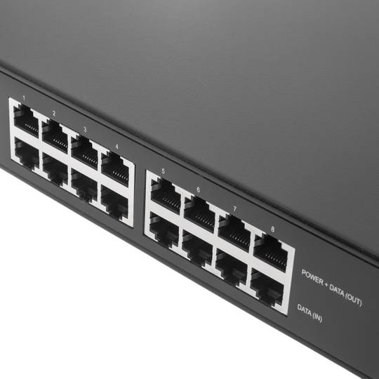 IEEE 802.3af PoE Injector Hub 8-Port 10/100/1000 Mbps Rack 19