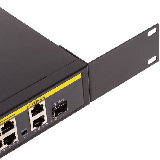 POE-Switch IEEE802.3af RACK19 (16 UTP + 2 Gigabit + 1 SFP-poorten)
