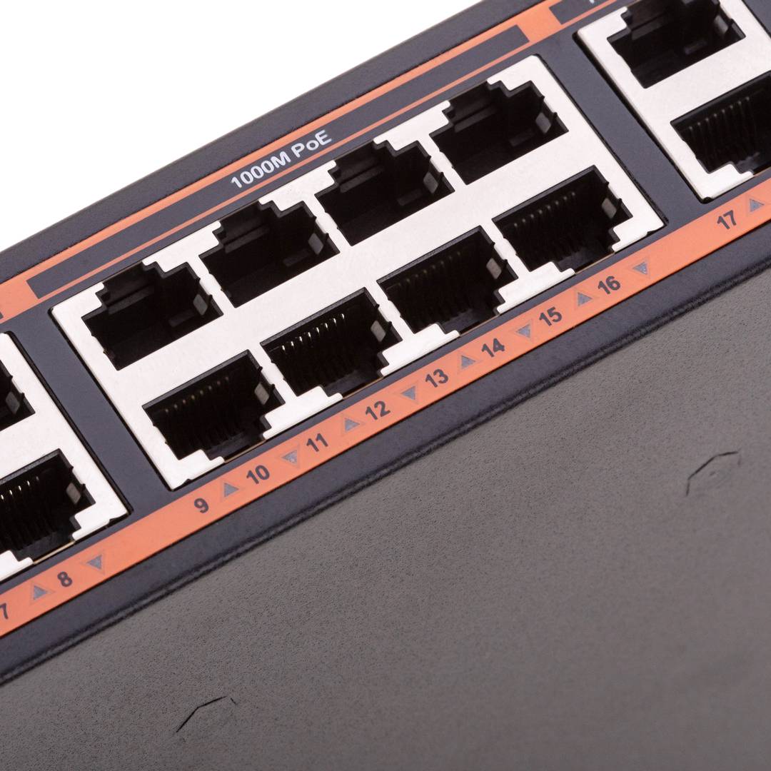 Switch PoE de rede de 10/100/1000 Mbps IEEE802.3af/at para rack de 19