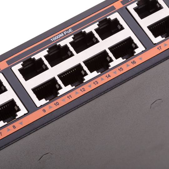 Switch PoE de rede de 10/100/1000 Mbps IEEE802.3af/at para rack de 19