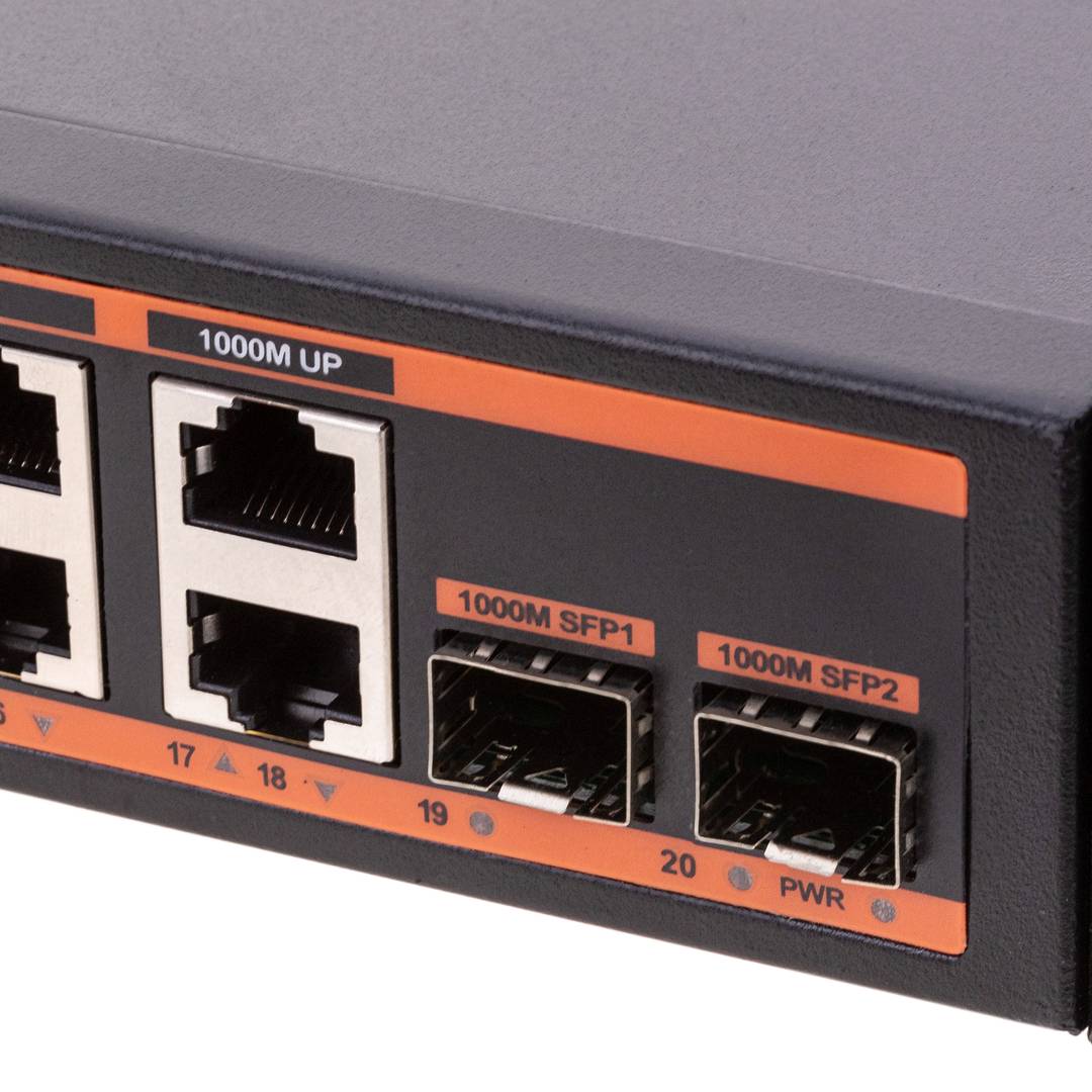 Switch PoE de rede de 10/100/1000 Mbps IEEE802.3af/at para rack de 19