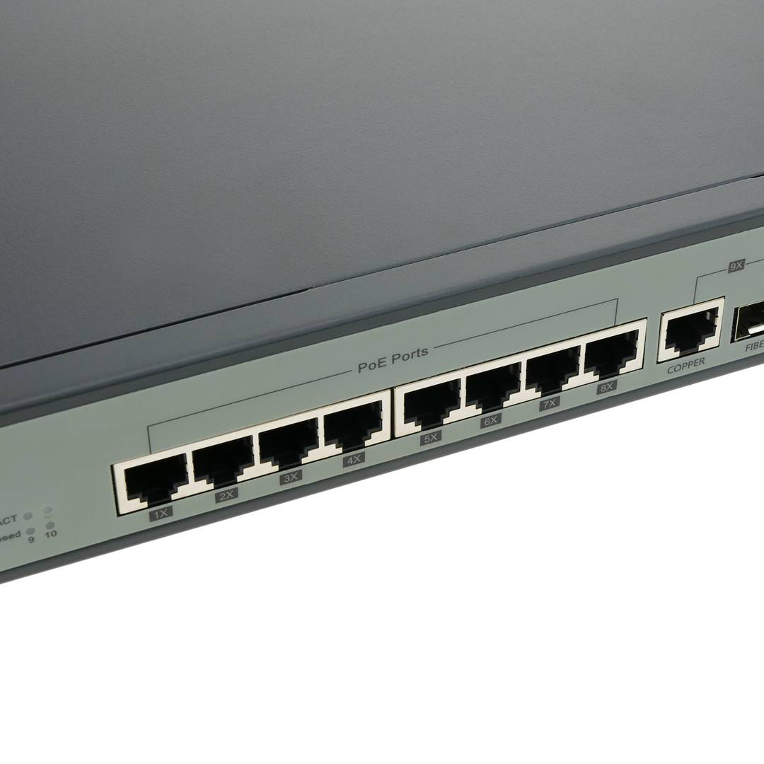 PoE-Switch 10 / 100Mbps IEEE802.3af / at RACK19 (8PoE + 2SFP)