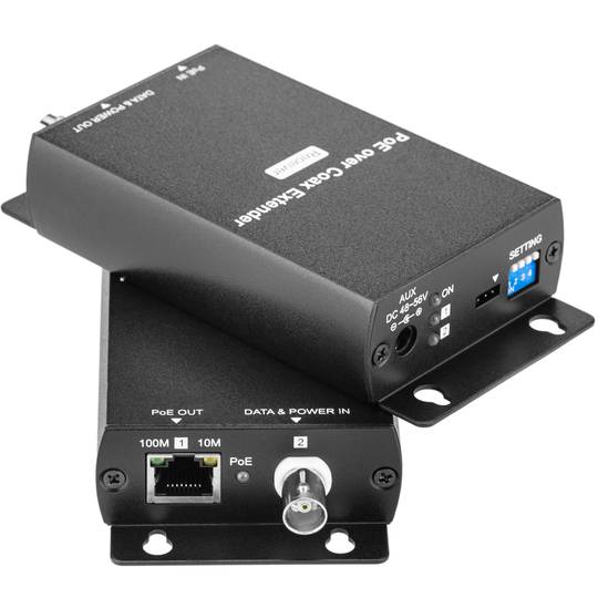Passieve extender lange afstand IP / PoE over coax 800m