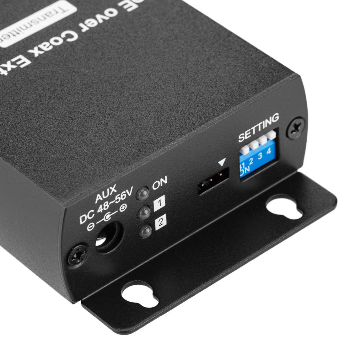Passieve extender lange afstand IP / PoE over coax 800m