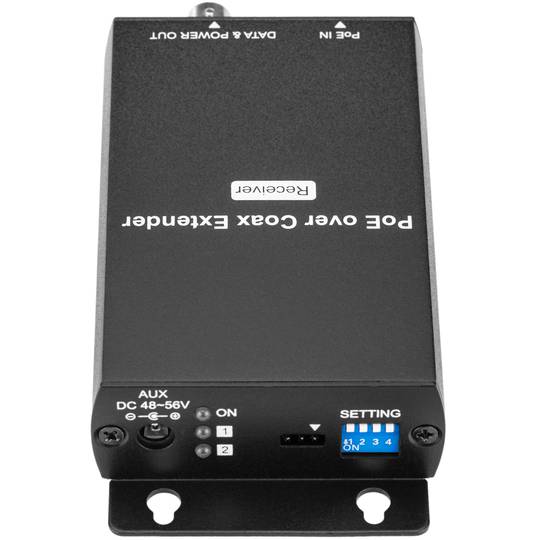 Passieve extender lange afstand IP / PoE over coax 800m
