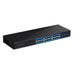Switch PoE 10/100/1000 Mbps IEEE802.3ae/ad 24 ports i 4 SFP+ per a rack 19"