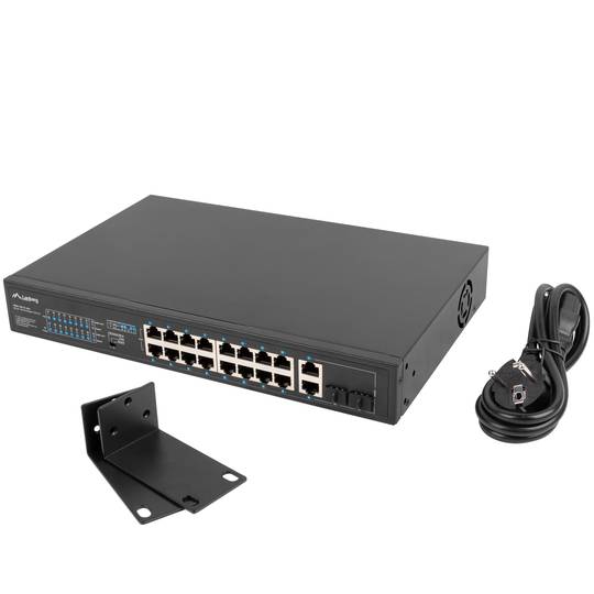 Commutateur intelligent Lanberg PoE+ avec 18 ports RJ45 pour rack 1U 19 pouces