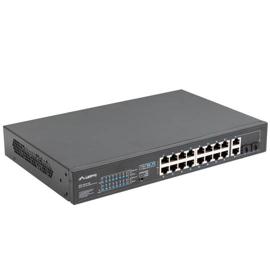 Commutateur intelligent Lanberg PoE+ avec 18 ports RJ45 pour rack 1U 19 pouces