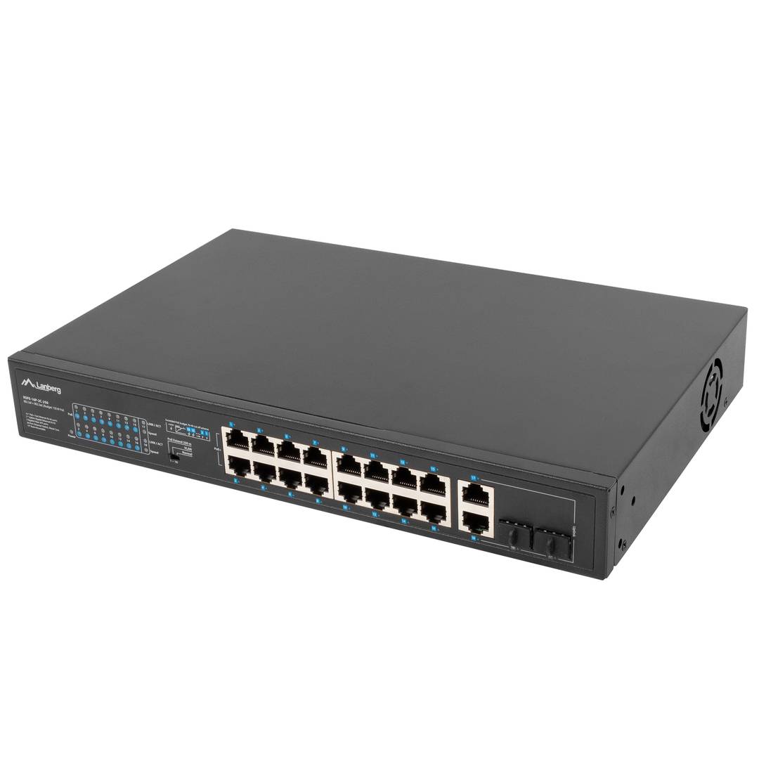 Commutateur intelligent Lanberg PoE+ avec 18 ports RJ45 pour rack 1U 19 pouces