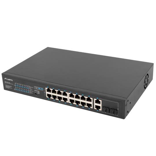 Commutateur intelligent Lanberg PoE+ avec 18 ports RJ45 pour rack 1U 19 pouces