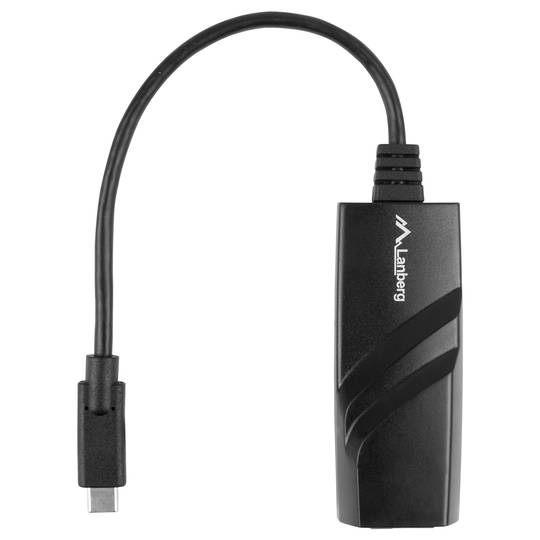 Cabo adaptador Lanberg USB-C macho para RJ45 fêmea 1Gbps 15cm