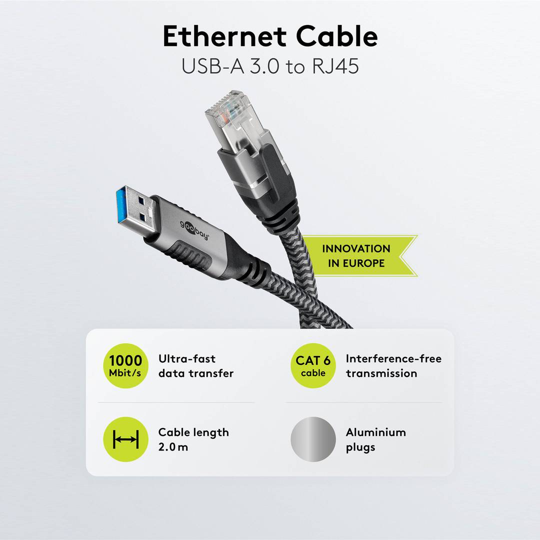 Ethernet network cable USB-A 3.0 to RJ45 2 m