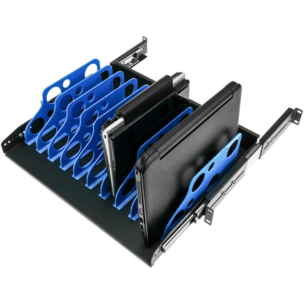 Estantería extraible para armario rack 19" con 10 divisiones para