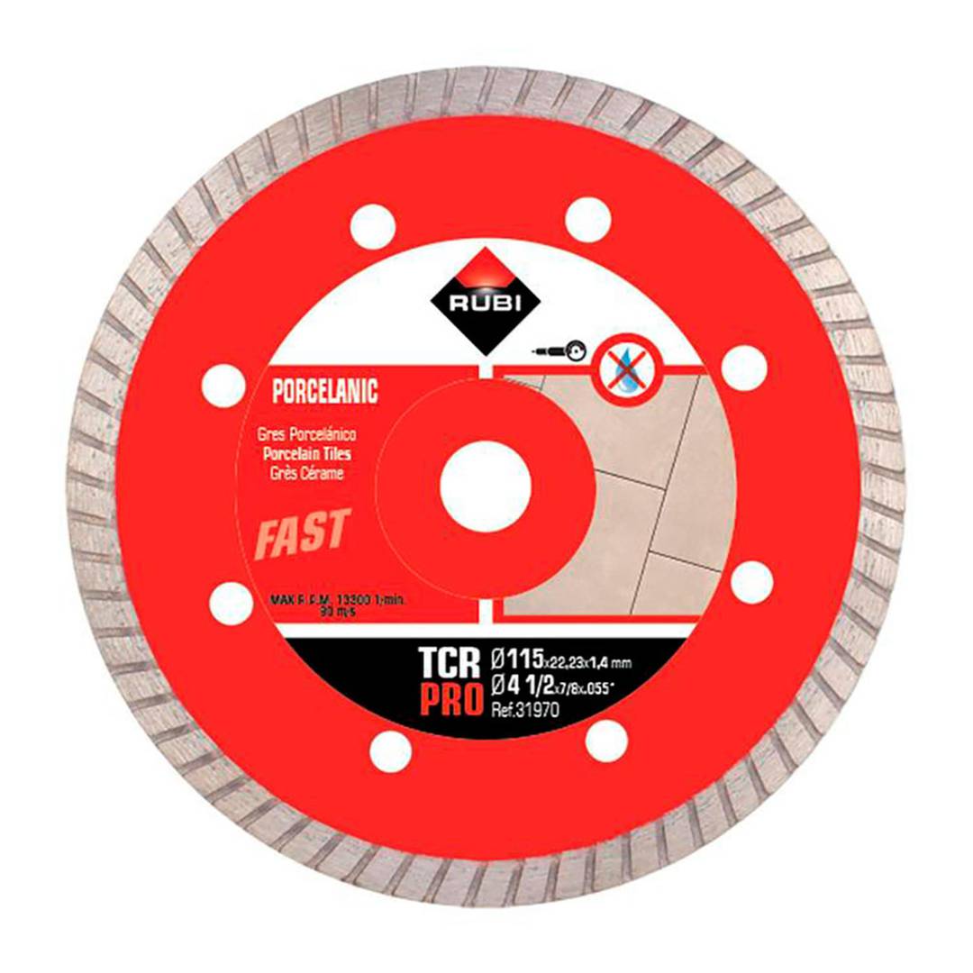 Dry cutting turbo segmented diamond disc for porcelain stoneware tiles 115mm RUBI