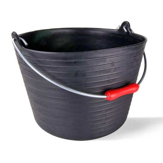 20L plastic bucket for construction site, black color RUBI - Cablematic