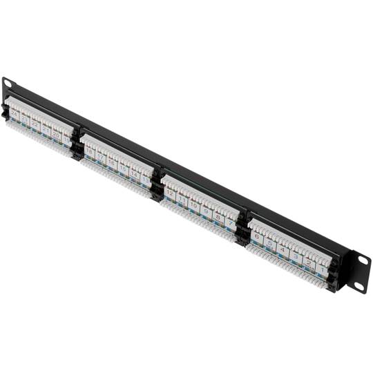 Patch panel de 24 RJ45 Cat.6 UTP 1U negro