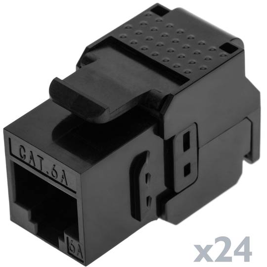 Panneau de brassage 24 RJ45 Cat.6a UTP 1U noir avec peigne