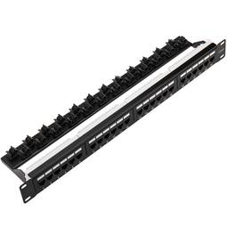 Painel de patch 24 portas RJ45 Cat.6 UTP 1U com pente