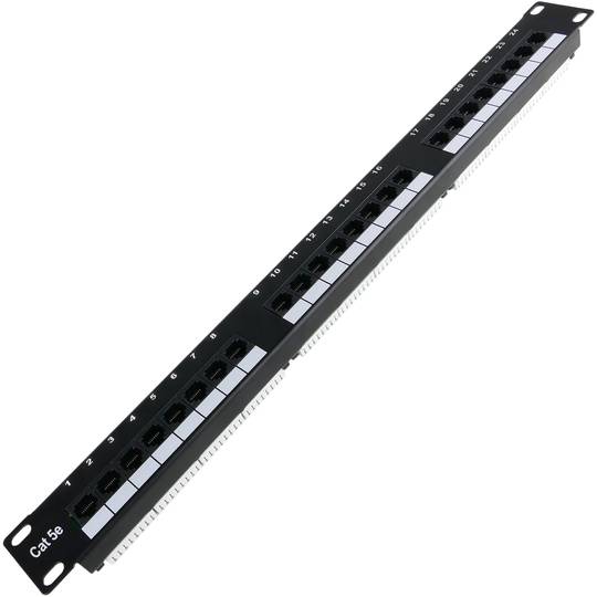 Patch panel de 24 RJ45 Cat.5e UTP 1U negro