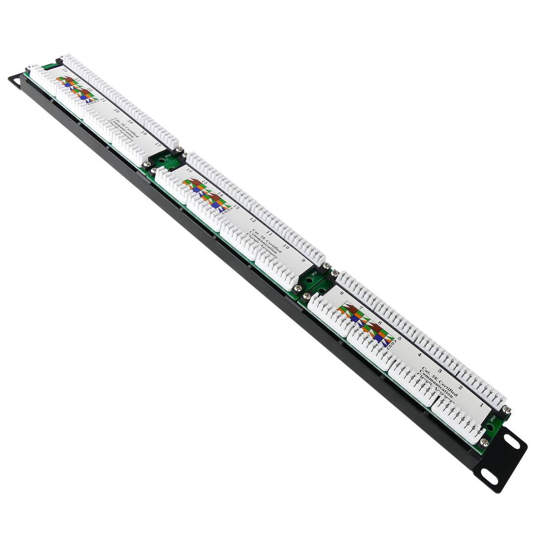 Patch panel de 24 RJ45 Cat.5e UTP 1U negro