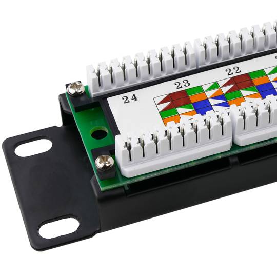 Patch panel de 24 RJ45 Cat.5e UTP 1U negro