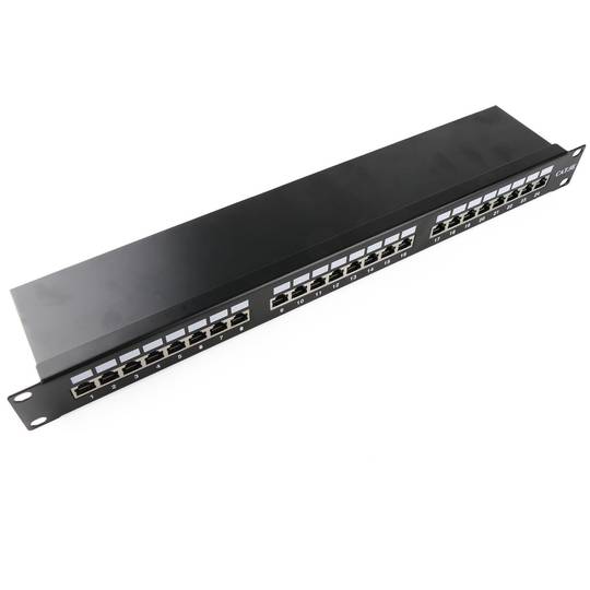 Patch panel 1U 24 RJ45 Cat.5e FTP black