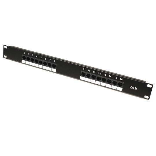 Panneau de brassage 1U 16 RJ45 UTP Cat.5e noir