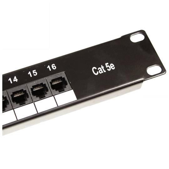 Panneau de brassage 1U 16 RJ45 UTP Cat.5e noir