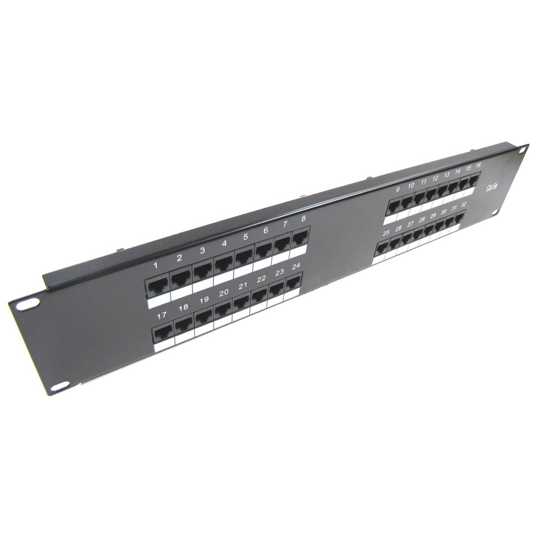 Patch panel de 32 RJ45 Cat.5e UTP 2U negro