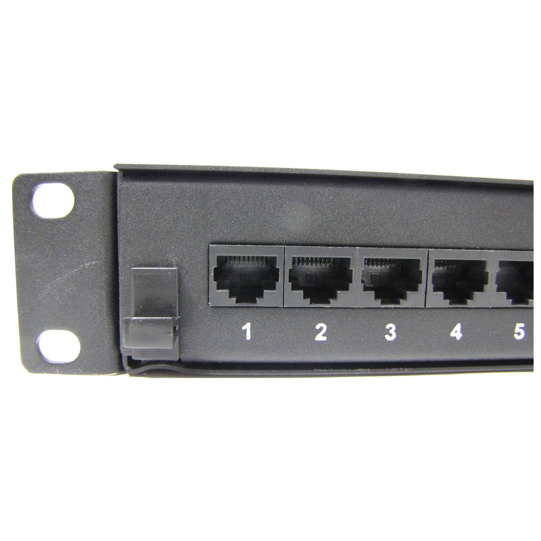 Painel de remendo de 1U 24 RJ45 UTP Cat.5e preto na gaveta removível