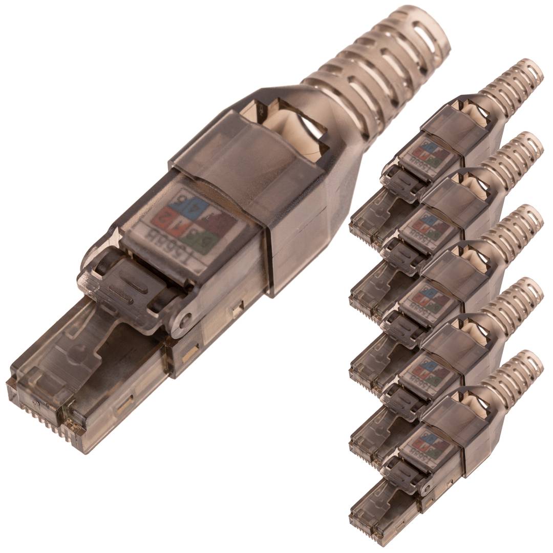 UTP Cat.6 RJ45 macho crimpagem automática pacote de 6 unidades