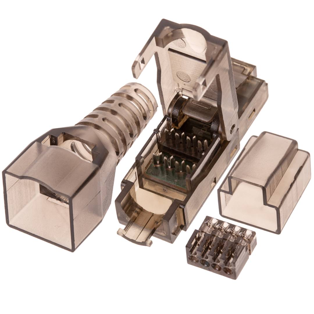UTP Cat.6 RJ45 macho crimpagem automática pacote de 6 unidades