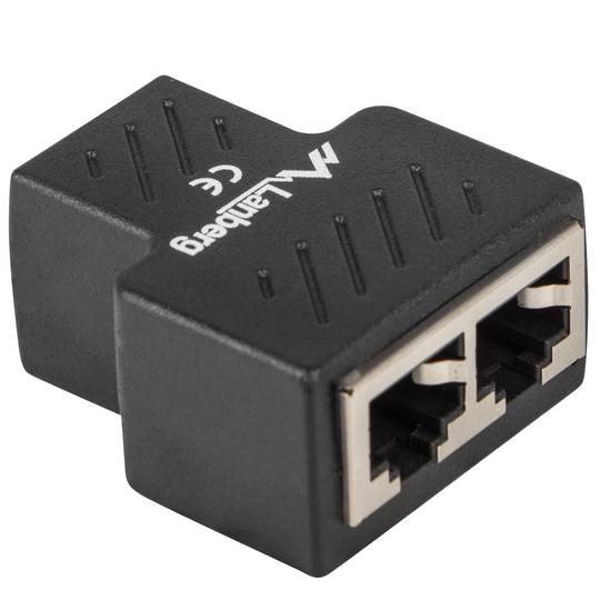 Conector RJ45 duplo em linha Lanberg ADS-RJ45-2RJ45-OS