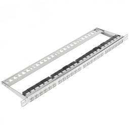 Patch panel 24 RJ45 Cat.6 UTP 0.5U metal com pente para gerenciamento de cabos
