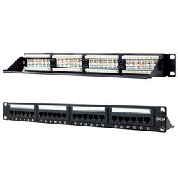 Patch panel de 24 RJ45 Cat.6A UTP 1U negro con peine
