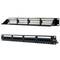 Patchpanel mit 24 RJ45 Cat.6A UTP 1U schwarz mit Kamm