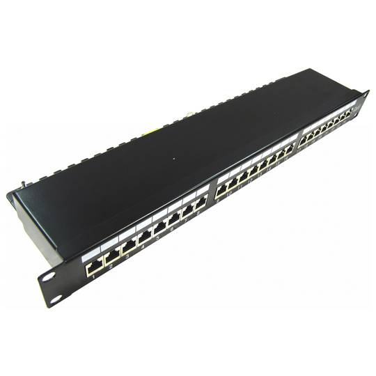 Patch panel rack 24 RJ45 Cat.6 FTP 1U nero