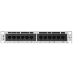 Patch panel 10" blanco de 12 RJ45 Cat.6 UTP 1U Lanberg PPU6-9012-S