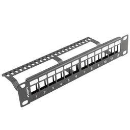 Panneau de brassage configurable pour keystone 10" de 12 RJ45 avec peigne FTP et UTP1U Lanberg PPKS-9112-B