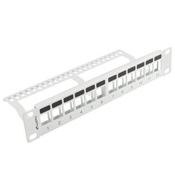 Patch panell configurable per a keystone 10" blanc de 12 RJ45 amb pinta FTP i UTP1U Lanberg PPKS-9112-S