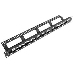 Panneau de brassage configurable pour keystone 19" de 24 RJ45 avec peigne FTP et UTP1U Lanberg PPKS-1224-B