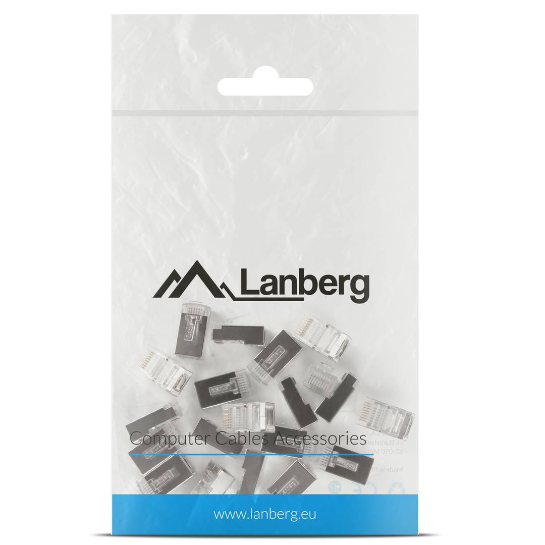 Packung mit 100 Einheiten 8-poliger RJ45-Stecker Kat.6 FTP 8-poliger Lanberg PLS-6000EZ
