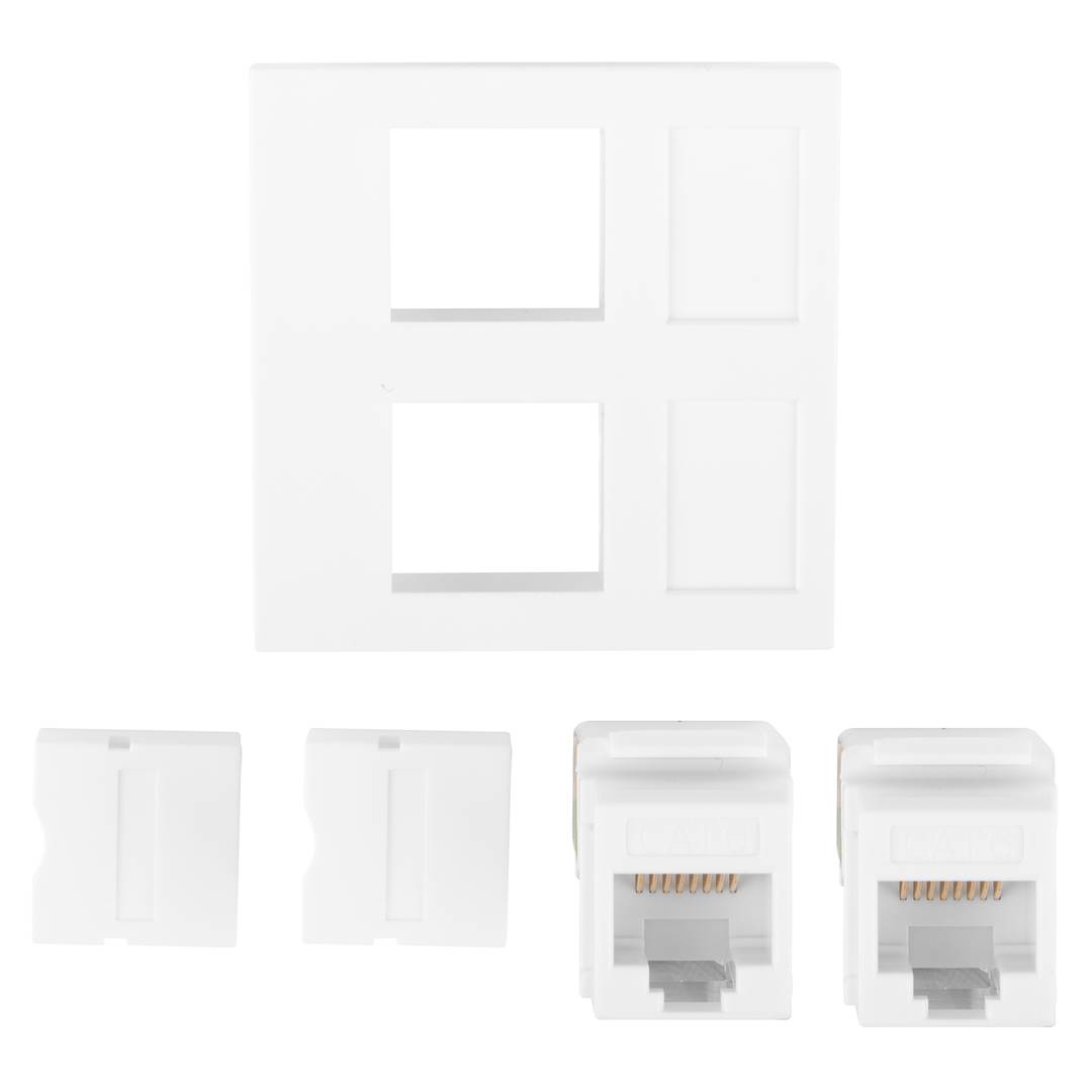 Mòdul 45x45mm 2 x Keystone RJ45 Cat.6 UTP color blanc WS-4545-2XRJ45K-W