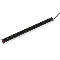 Régua de alimentação para armário de rack de 19" 1U com 12 schuko alumínio vertical