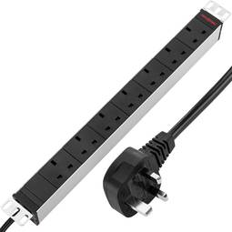 Regleta d'endolls per armari rack 19" 1U amb 7 BS1363 GB alumini