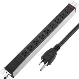 Regleta de enchufes para armario rack 19" 1U con 9 NEMA 5-15R US aluminio