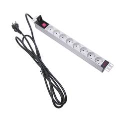 Bloco para rack 19'' de 8 tomadas branco com interruptor RackMatic