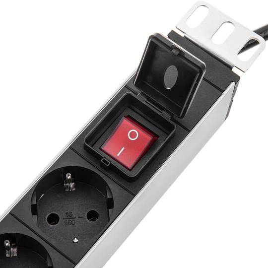 PDU strip 18 way with switch and 2 electrical wires for server rack 19'' by RackMatic